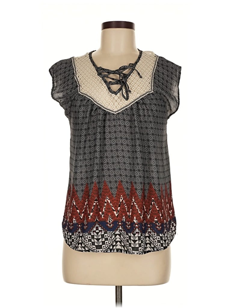 Pre-owned Rewind Short Sleeve Blouse In Gray