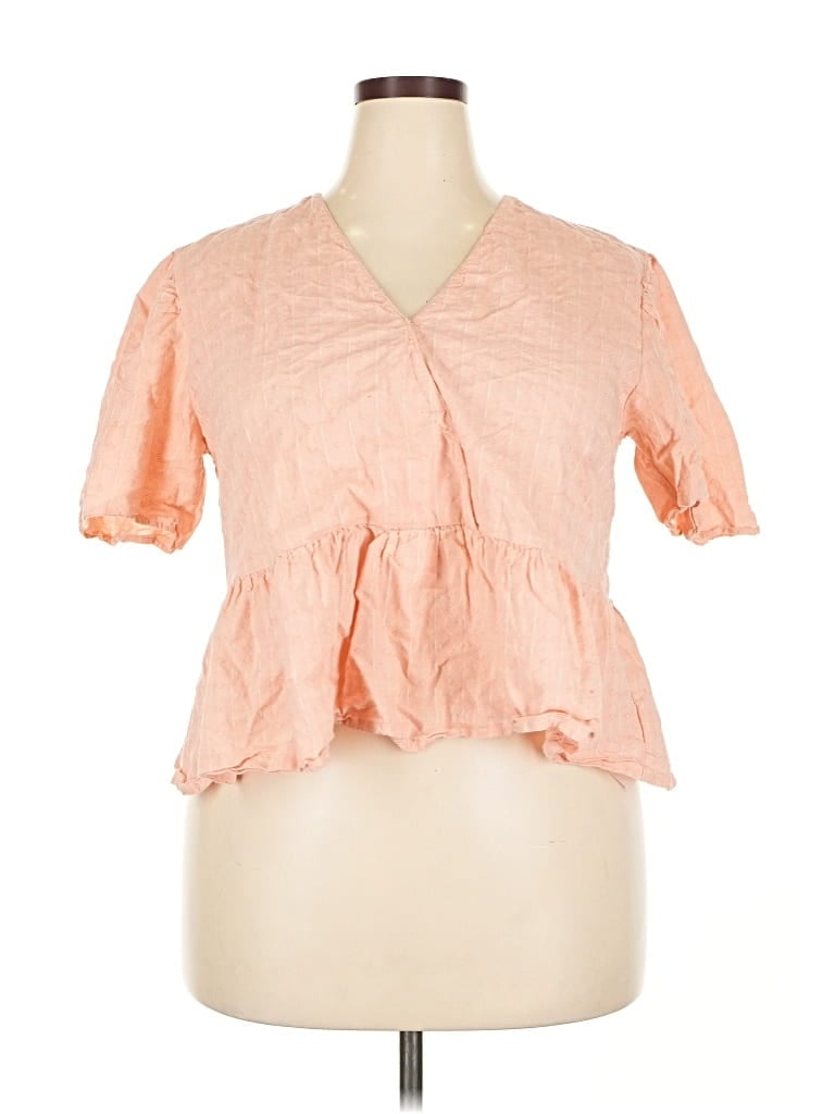Pre-owned Madewell Short Sleeve Blouse In Orange