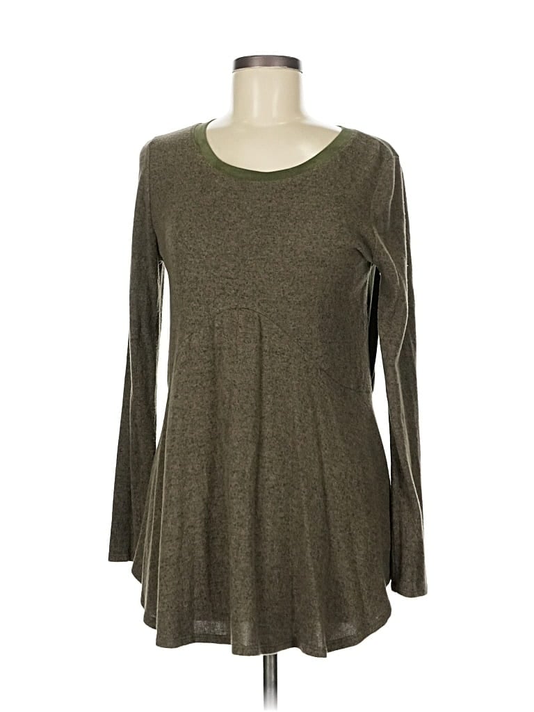 Pre-owned Potter's Pot Long Sleeve Top Green Scoop Neck Tops