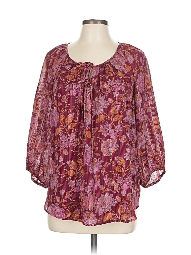 Pre-owned Ann Taylor Loft Long Sleeve Blouse In Purple