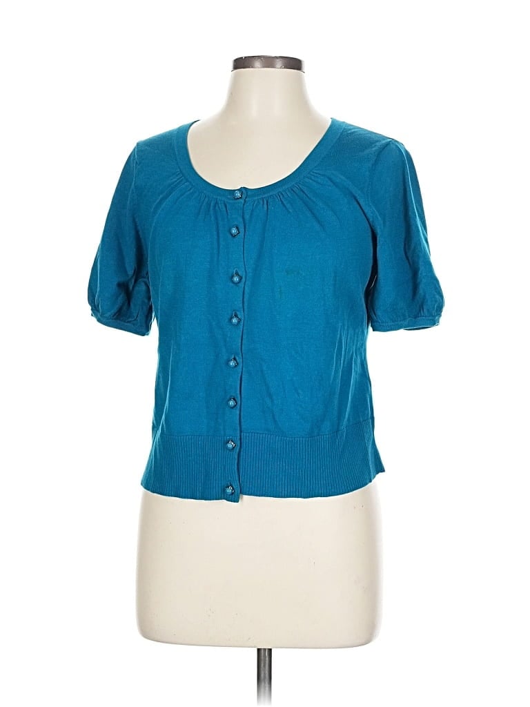 Pre-owned Ann Taylor Loft Short Sleeve Blouse In Blue