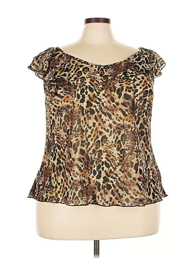 Pre-owned Venezia Jeans Clothing Co. Short Sleeve Blouse In Brown