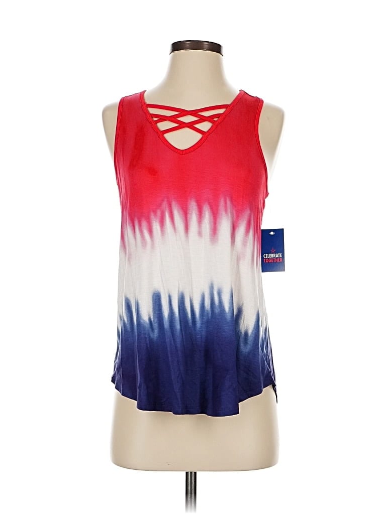 Celebrate Together Tank Top Red Tie-dye Pattern Tops