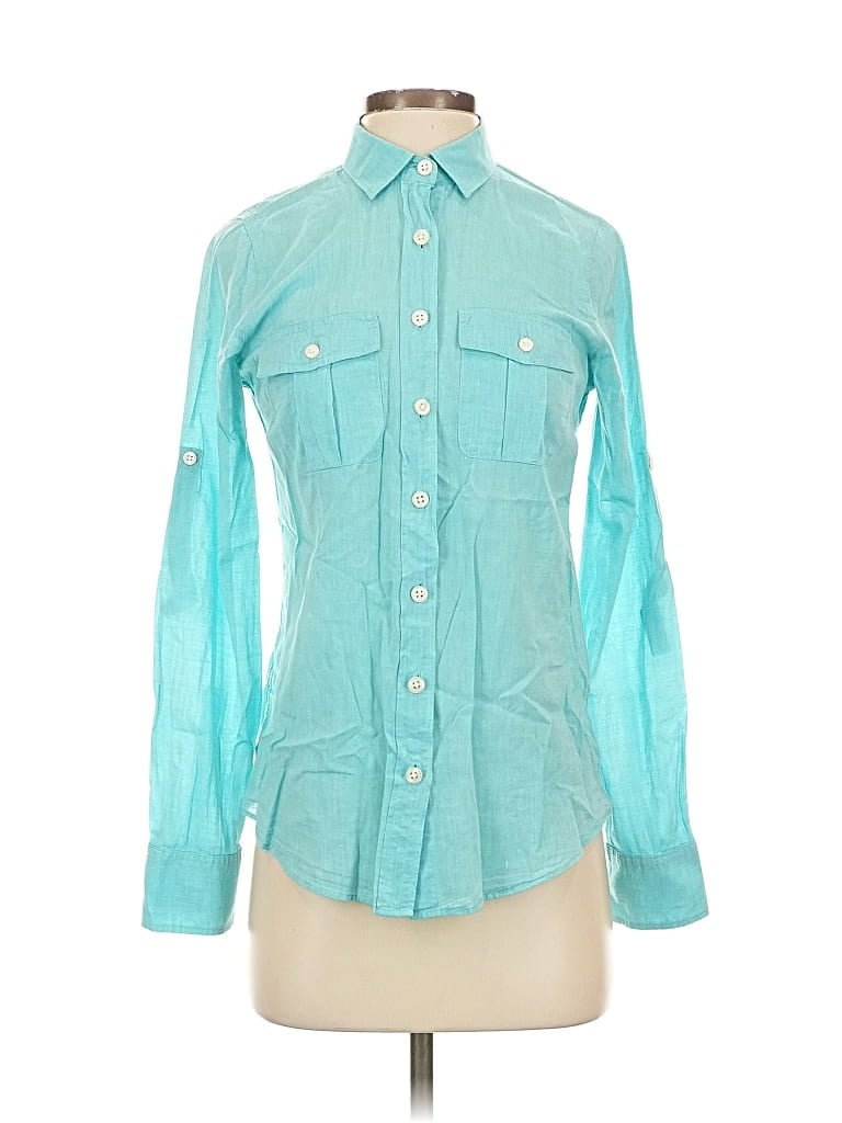 Pre-owned J.crew Factory Store Long Sleeve Button Down Shirt In Blue