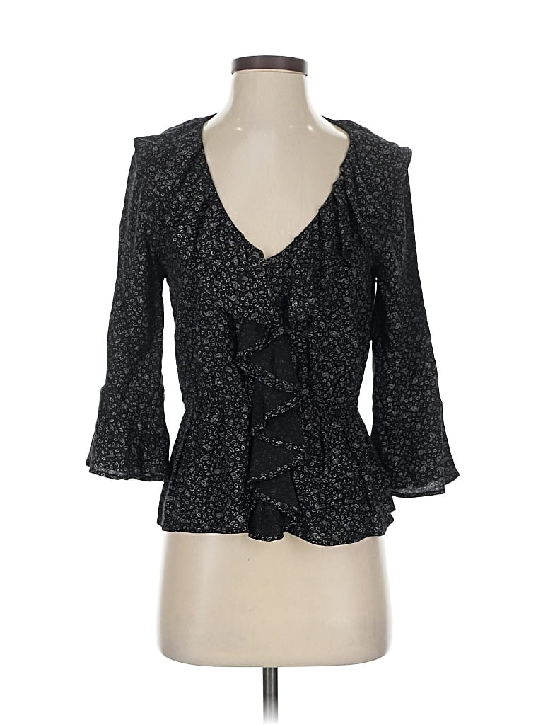 Pre-owned Hinge 3/4 Sleeve Blouse In Black