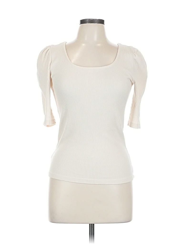 Pre-owned Ann Taylor Loft Short Sleeve Top Ivory Sweetheart Neckline Tops In White