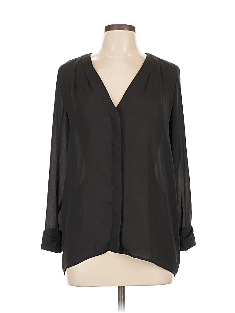 Pre-owned H&m Long Sleeve Blouse In Black