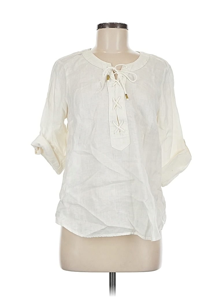 Pre-owned Maeve By Anthropologie 3/4 Sleeve Blouse In White