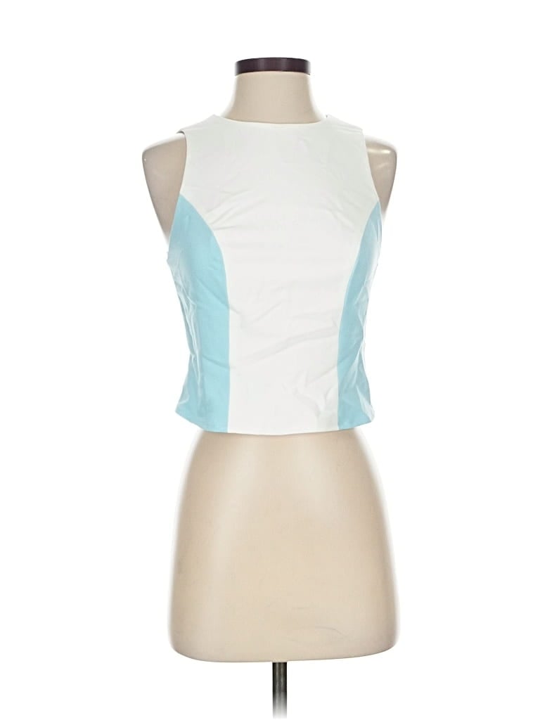 FLAT WHITE Pre-owned Sleeveless Top Blue Halter Neckline Tops