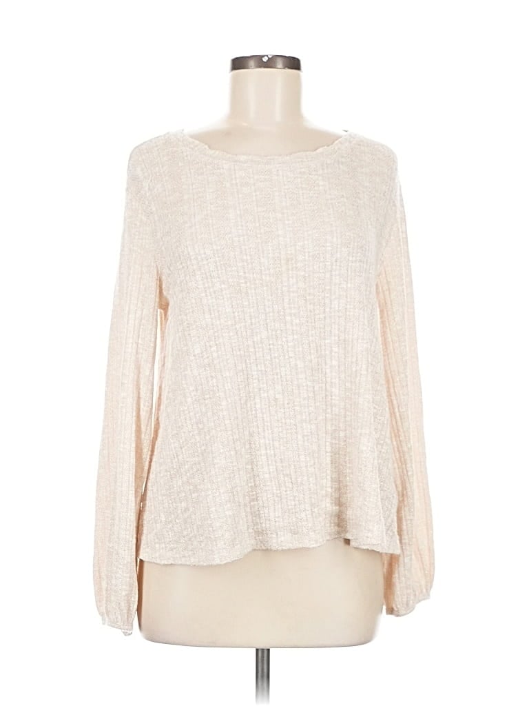 Pre-owned Altar'd State Long Sleeve Top Ivory Boatneck Tops In White