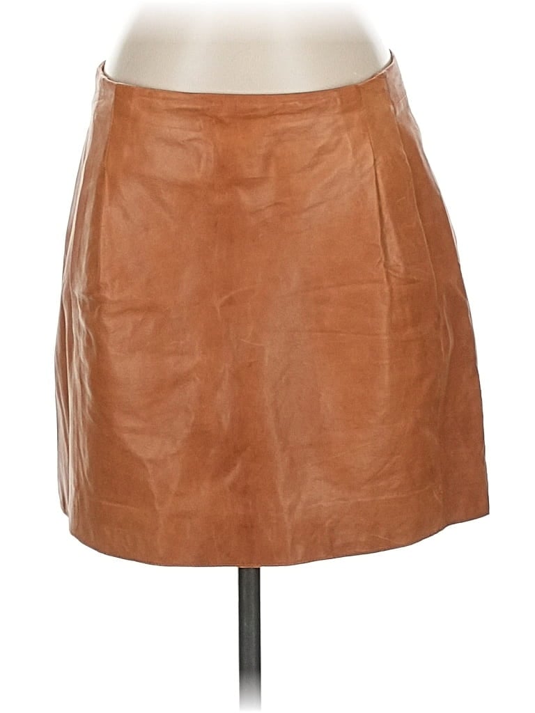 Pre-owned Vince Faux Leather Skirt In Brown