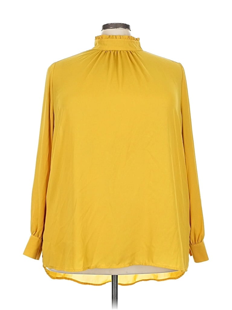 ELOQUII Pre-owned Long Sleeve Blouse In Yellow