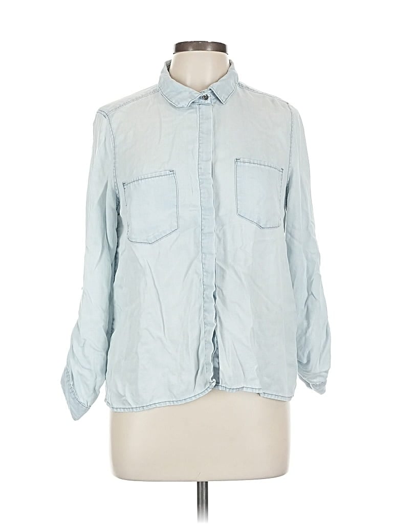Pre-owned &denim By H&m Long Sleeve Button Down Shirt In Blue