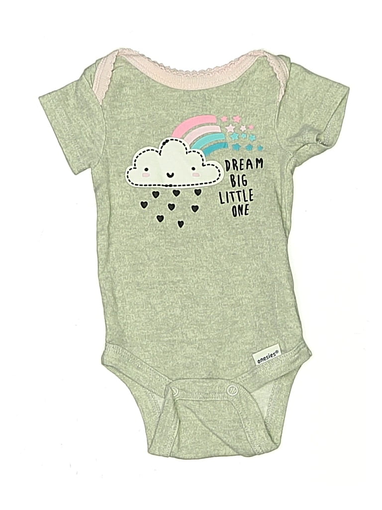 Pre-owned Gerber Babies' Short Sleeve Onesie In Green