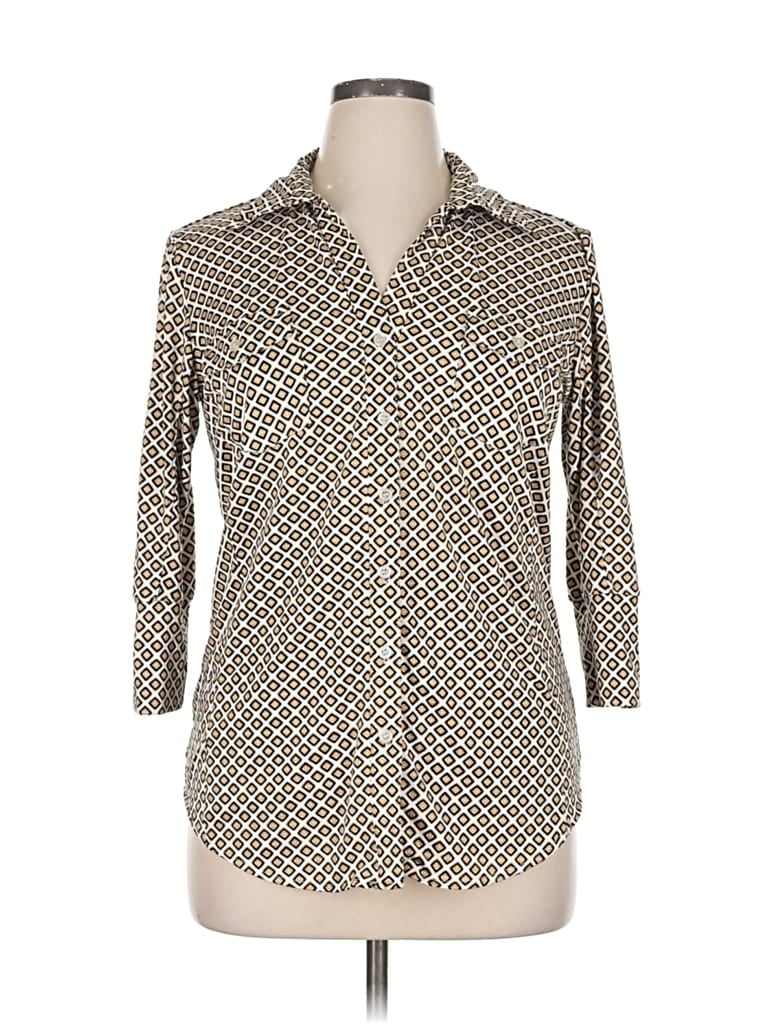 Pre-owned Verve Ami 3/4 Sleeve Blouse In Brown