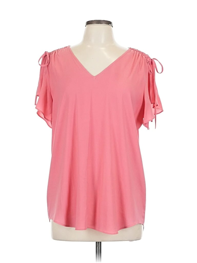 Pre-owned Ann Taylor Short Sleeve Blouse In Pink