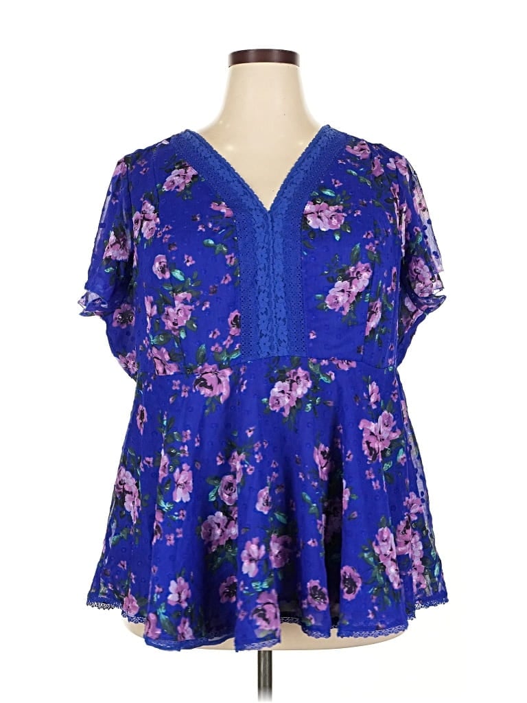 Pre-owned Torrid Short Sleeve Blouse In Blue