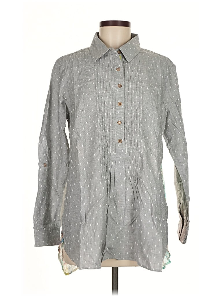 Pre-owned John Mark Long Sleeve Blouse In Gray