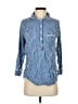Plush 100% Rayon Stripes Blue 3/4 Sleeve Button-Down Shirt Size XS - photo 1