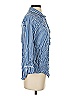 Plush 100% Rayon Stripes Blue 3/4 Sleeve Button-Down Shirt Size XS - photo 4