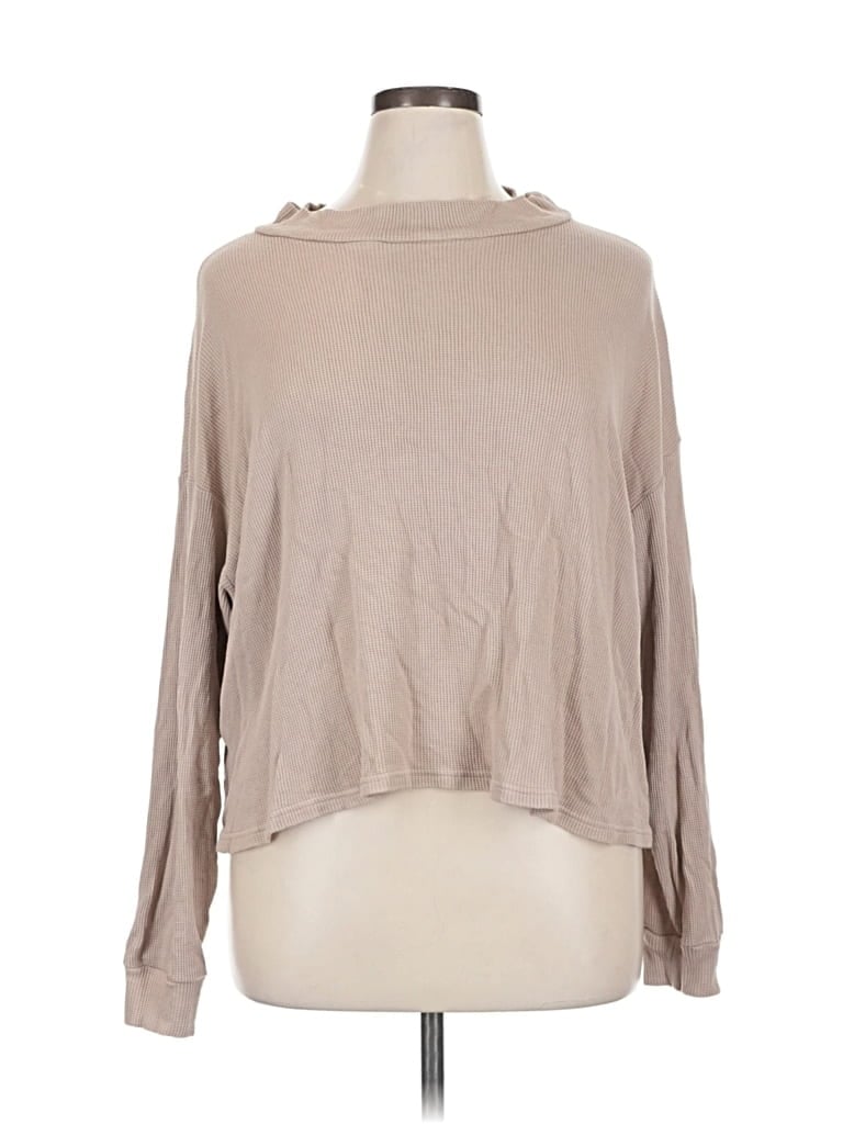 Pre-owned Smash + Tess Long Sleeve Top Tan Cowl Neck Tops In Brown