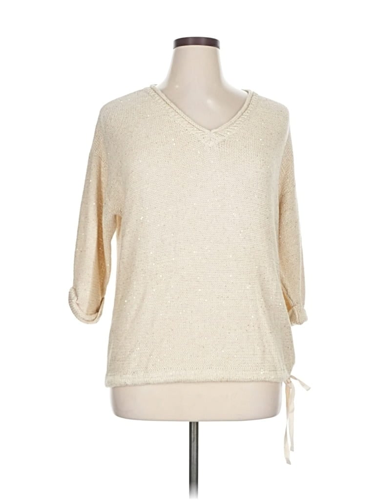 Pre-owned Dkny Jeans Pullover Sweater In White