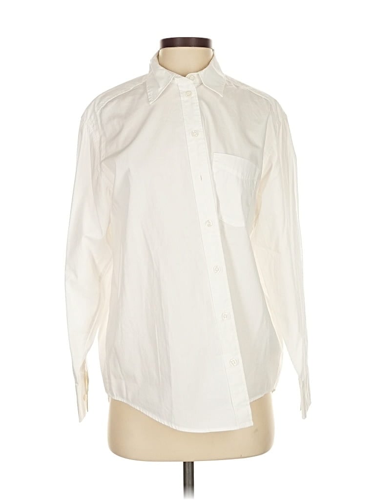 Gap Long Sleeve Button Down Shirt In White