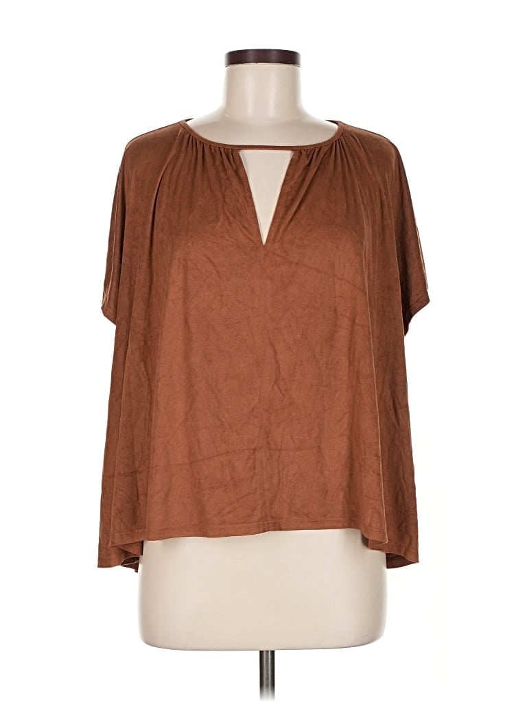 Pre-owned American Eagle Outfitters Short Sleeve Blouse In Brown