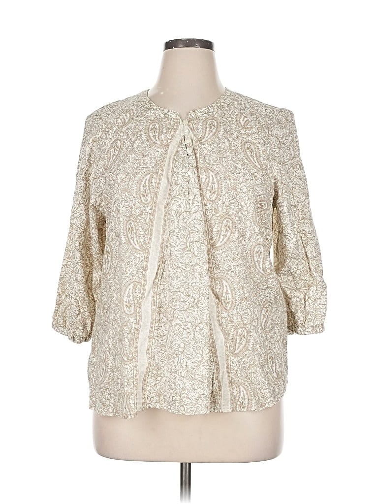 Pre-owned Jjill 3/4 Sleeve Blouse In White