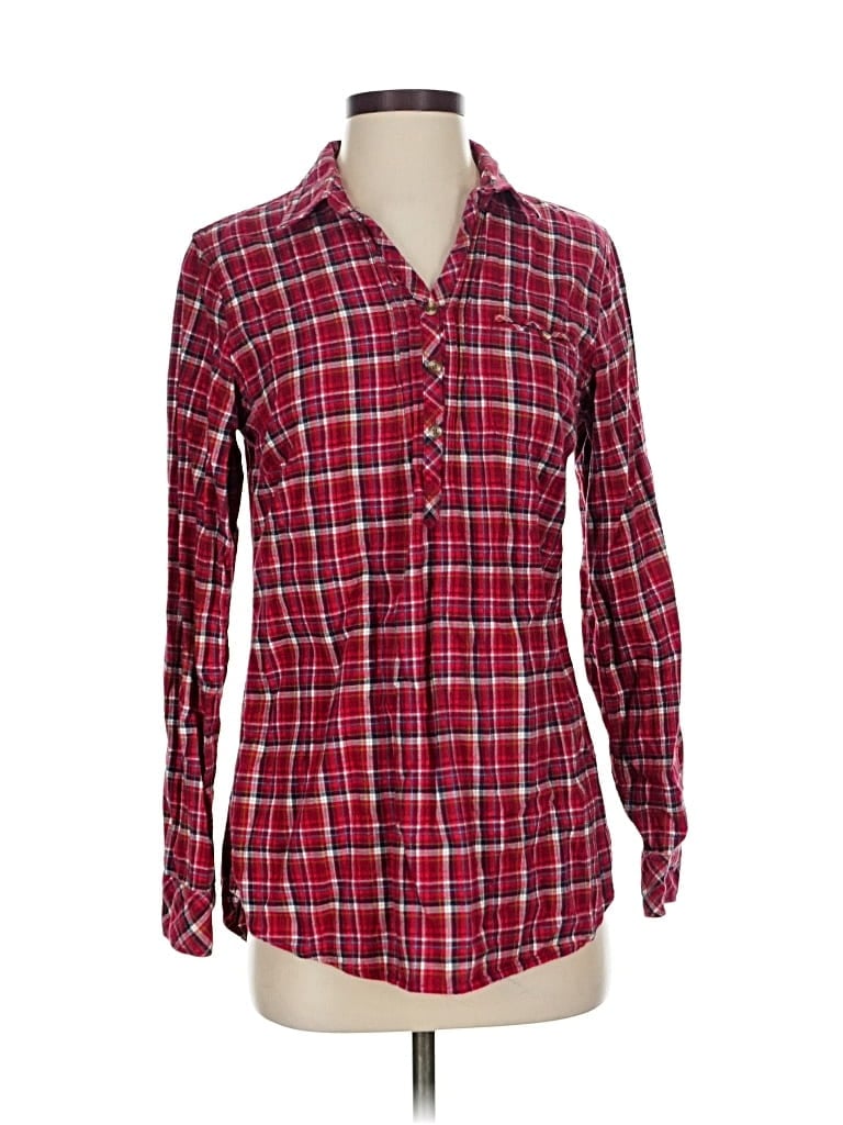 Pre-owned Eddie Bauer Long Sleeve Button Down Shirt In Red