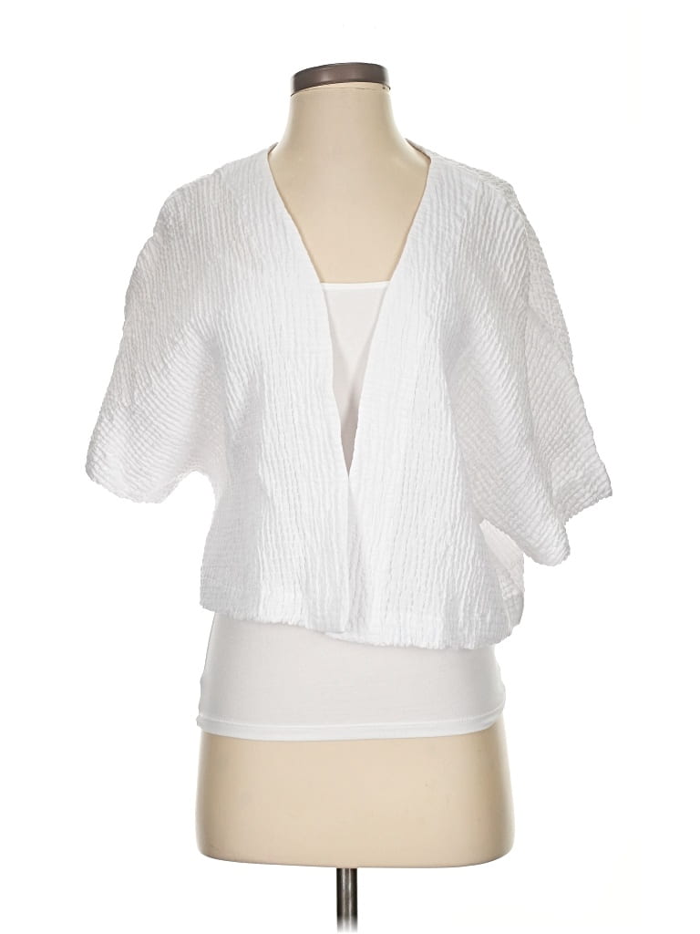 Pre-owned Ever Sassy Short Sleeve Blouse In White