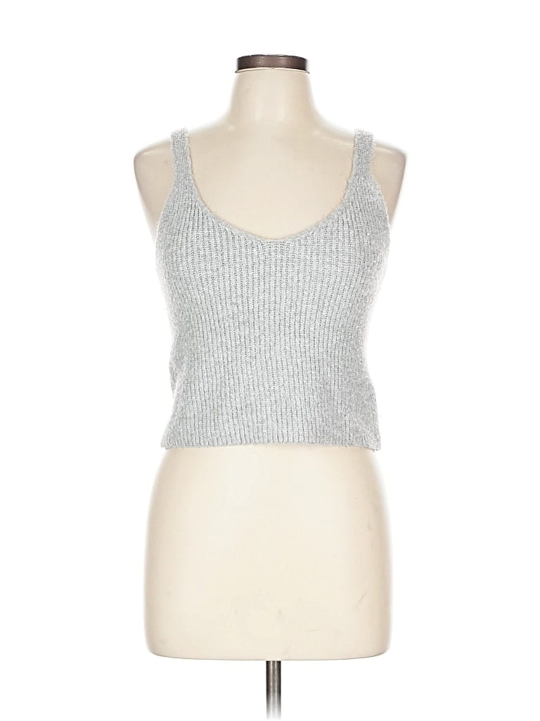 Pre-owned Sincerely Jules Tank Top Silver Halter Neckline Tops