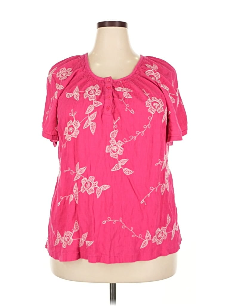 Pre-owned Assorted Brands Short Sleeve Blouse In Pink