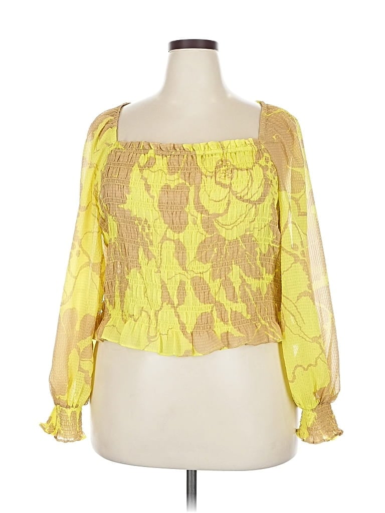 Pre-owned Future Collective 3/4 Sleeve Blouse In Yellow