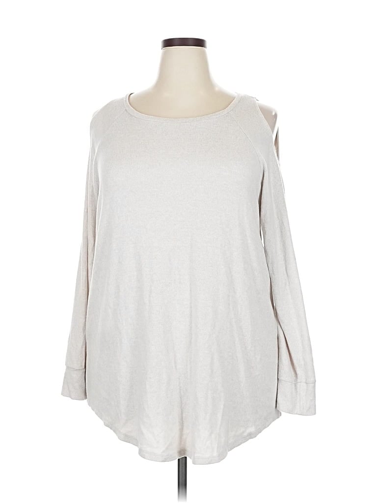 Pre-owned Torrid Long Sleeve Top Silver Cold Shoulder Neckline Tops