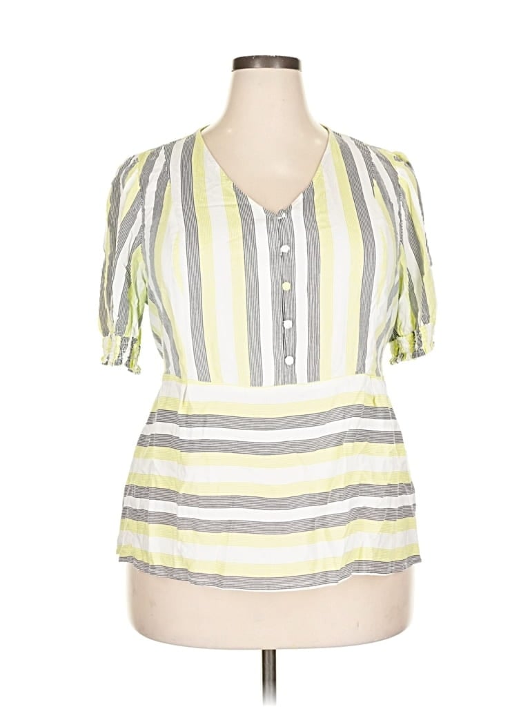 Pre-owned Lane Bryant Short Sleeve Blouse In Yellow