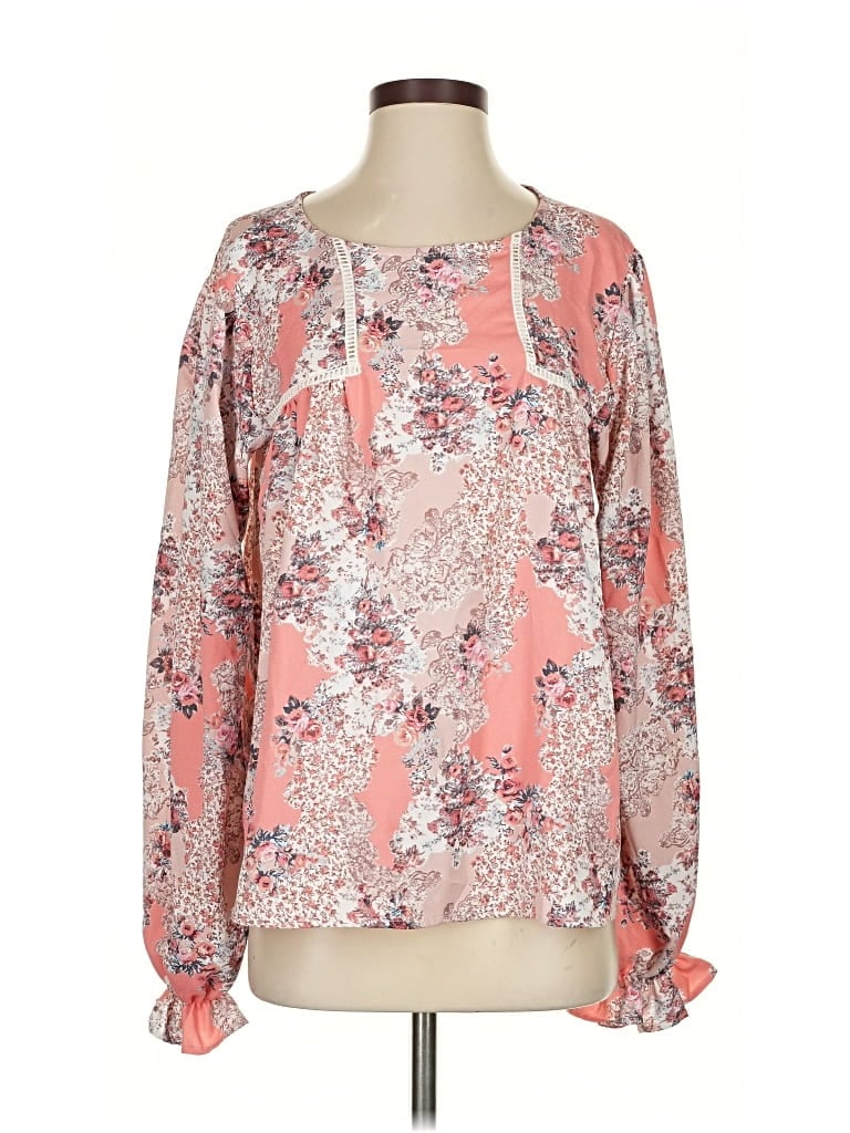 Pre-owned Willow & Root Long Sleeve Blouse In Pink