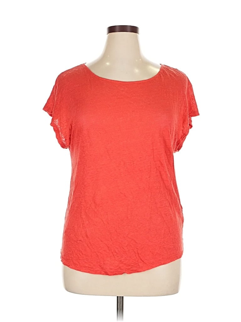 Pre-owned Max Studio Short Sleeve Top Orange Scoop Neck Tops
