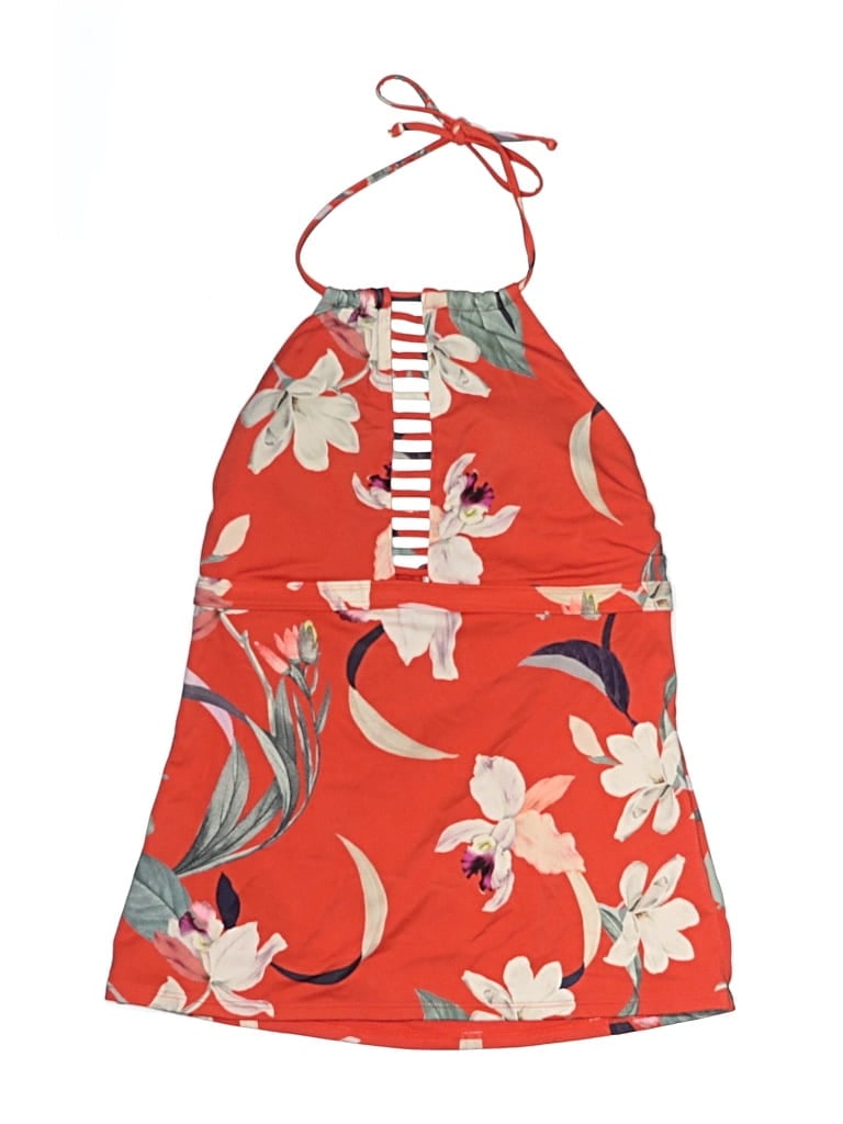 Pre-owned Athleta Swimsuit Top Red Floral Pattern Swimwear