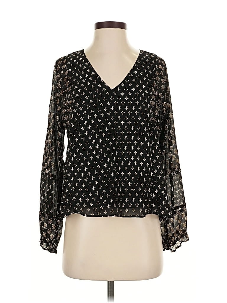 Pre-owned Madewell Long Sleeve Blouse In Black