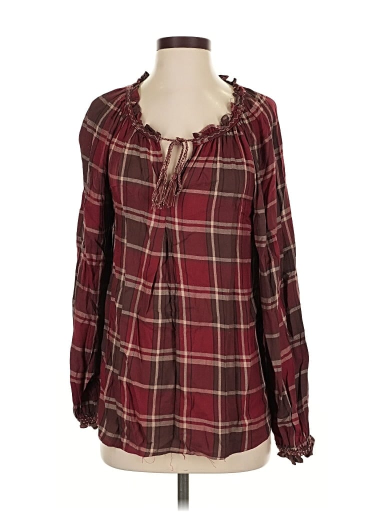 Pre-owned Max Studio Long Sleeve Blouse In Burgundy