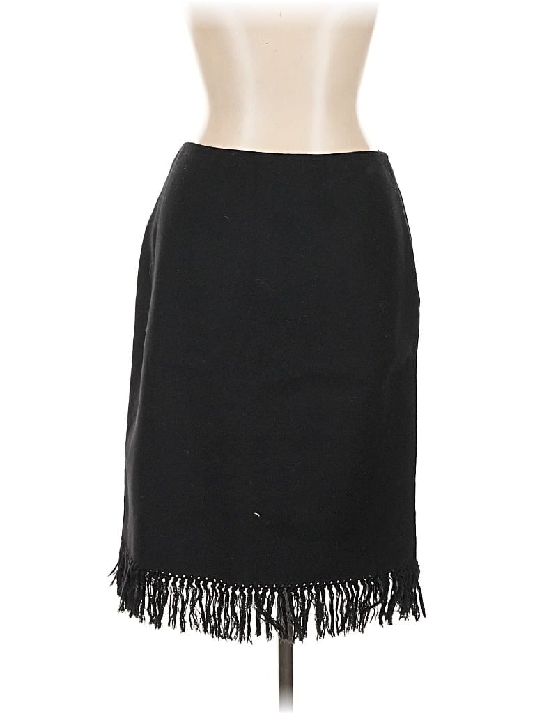 Pre-owned Linda Allard Ellen Tracy Wool Skirt In Black