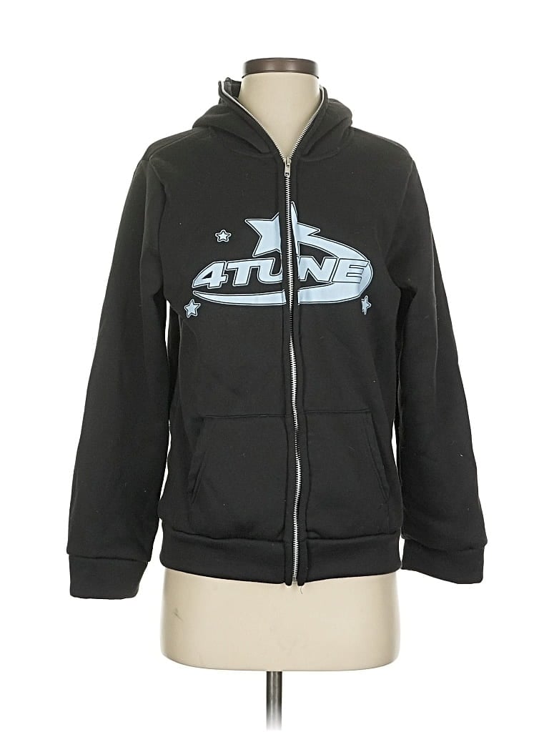 Pre-owned Unbranded Zip Up Hoodie In Black