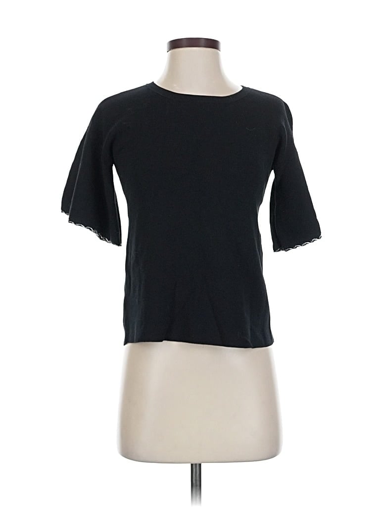 Pre-owned Ann Taylor Short Sleeve Top Black Crew Neck Tops