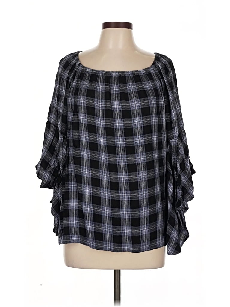 Pre-owned Fever 3/4 Sleeve Blouse In Black