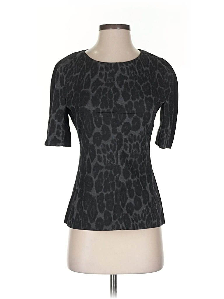 Pre-owned W118 By Walter Baker Short Sleeve Top Gray Keyhole Neckline Tops