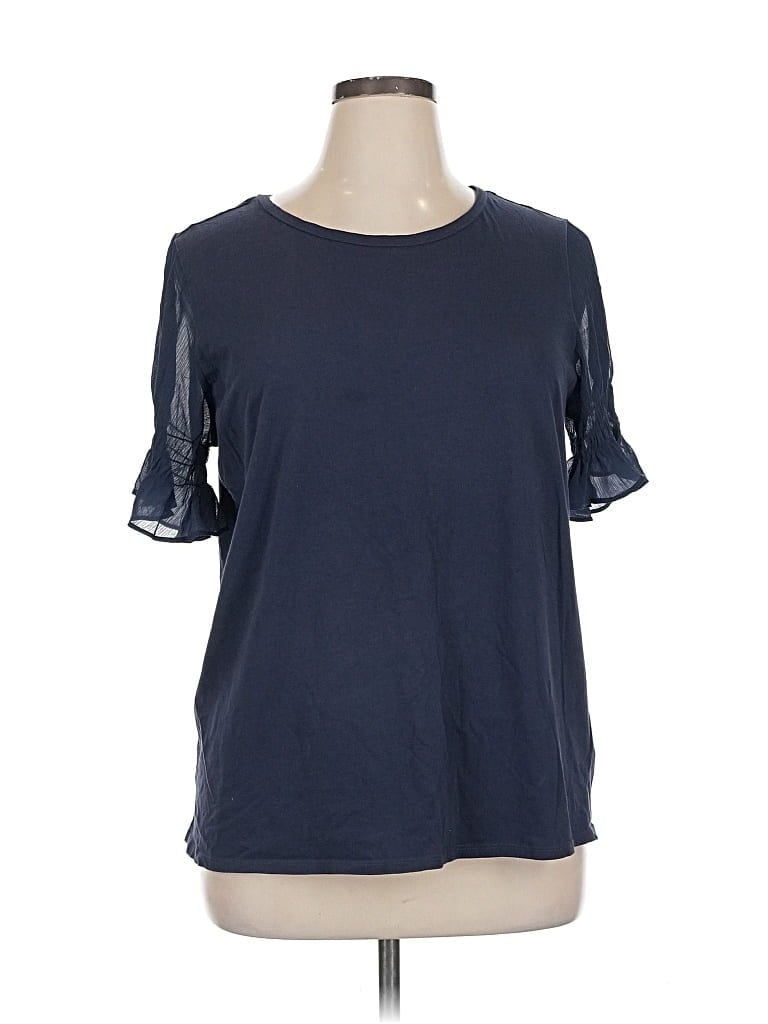 JOE FRESH Pre-owned Short Sleeve Top Blue Keyhole Neckline Tops