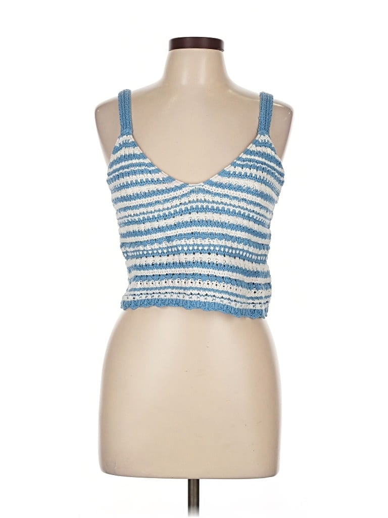 Pre-owned Hollister Tank Top Blue Strapless Neckline Tops