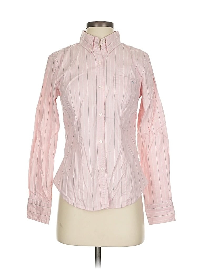 Pre-owned American Eagle Outfitters Long Sleeve Button Down Shirt In Pink