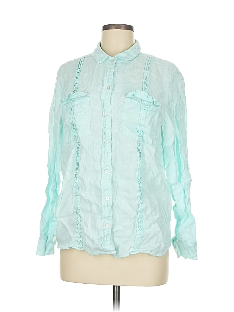 Pre-owned Tommy Bahama Long Sleeve Blouse In Blue